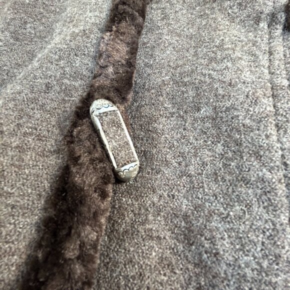 Geiger Collections Womens Brown Pure Wool Fur Trim Cardigan Sweater Coat Size 40 - Picture 6 of 13